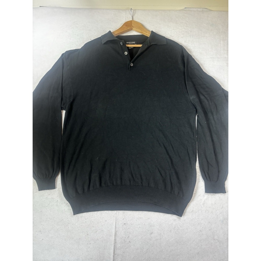 Murano Italia Mens XL Black Long Sleeve Collared Polo Pullover‎ Sweater